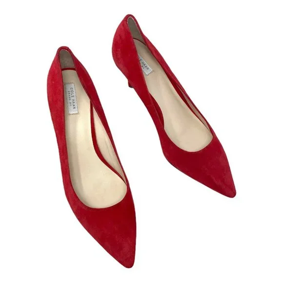 Cole Haan Red Suede Heels - Picture 2 of 11